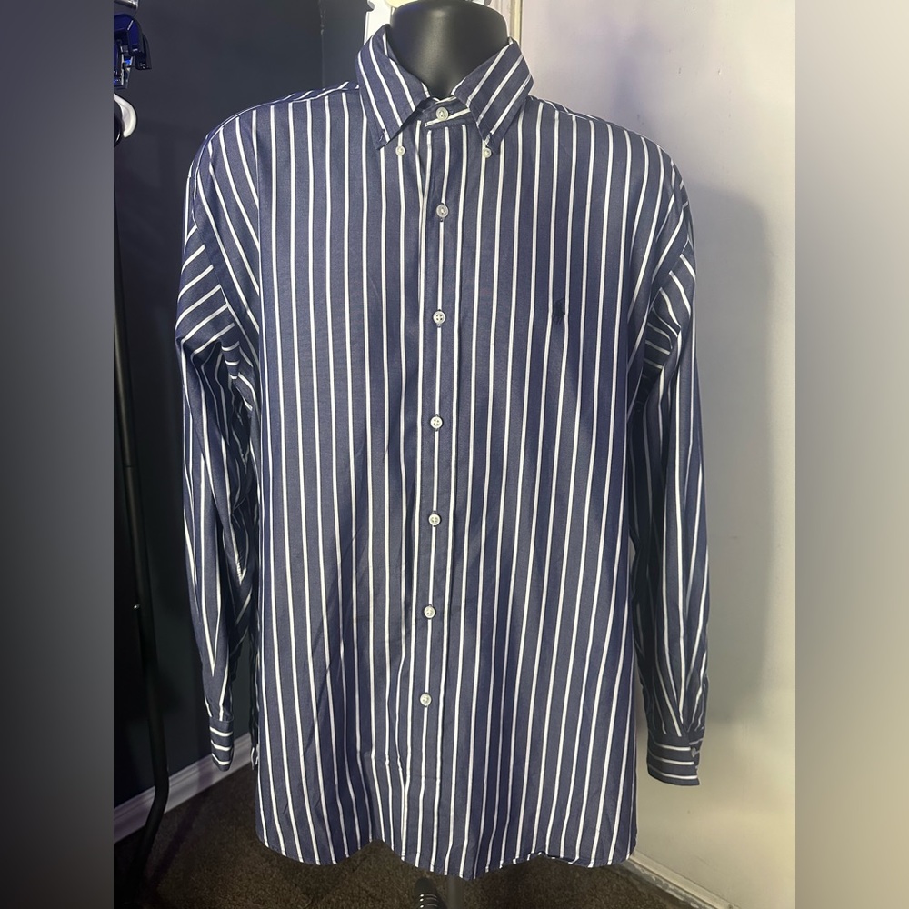 Ralph Lauren Polo long sleeve button up blue and white striped shirt size M